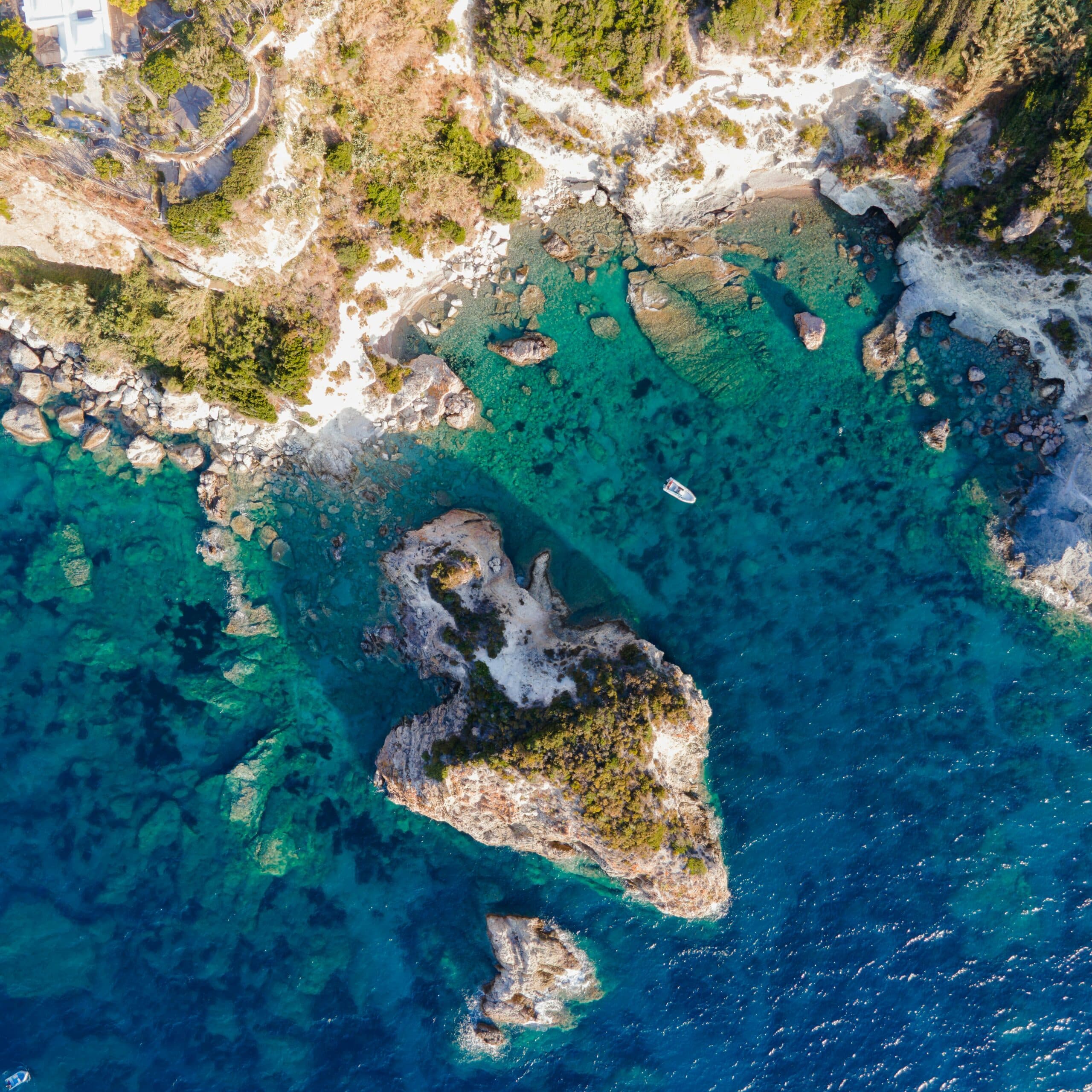 Ponza Island coastline at sunset